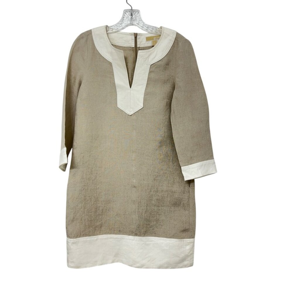 MICHAEL Michael Kors Linen 3/4 sleeve women's shift dress size S